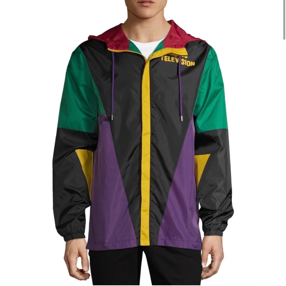 90’s Inspired Color Block MTV Hoodie Windbreaker Jacket 2020 Viacom Size 2XL